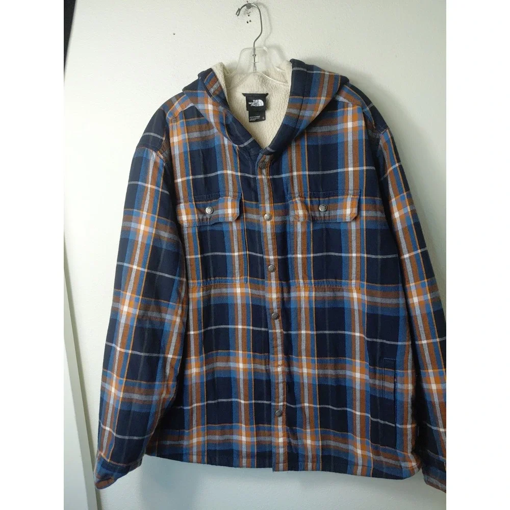 The North Face Campshire Sherpa Lined Hooded Flannel Shirt Jacket Mens XL